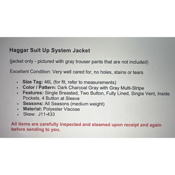 Haggar Suit Up 46L Dark Gray Multi-Stripe Mens Blazer Suit Jacket - Picture 2 of 16